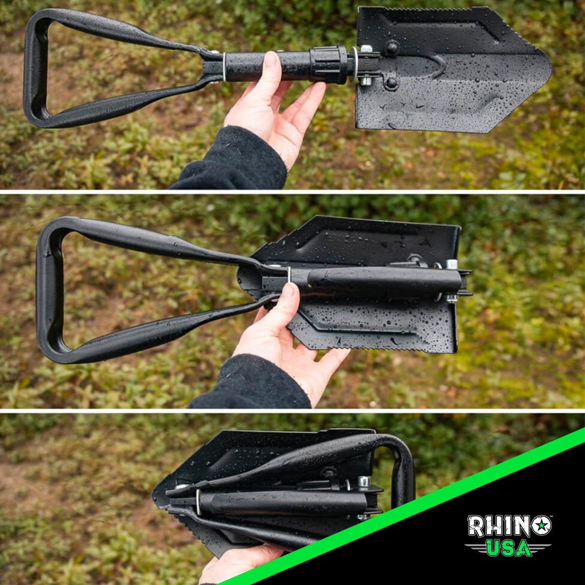 Rhino USA Heavy Duty Folding Survival Shovel