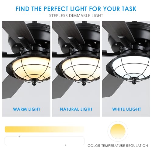 Asyko 52" Waterproof Ceiling Fan with Lights