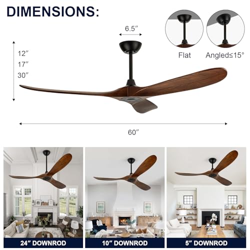 ZIMOFLL 60-Inch Outdoor Ceiling Fan with Remote