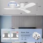 52in Smart Low Profile Ceiling Fan with Lights