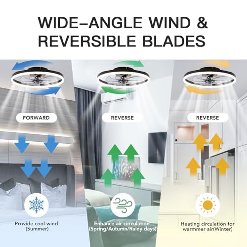 STERREN 20'' Modern Low Profile Ceiling Fan with Light