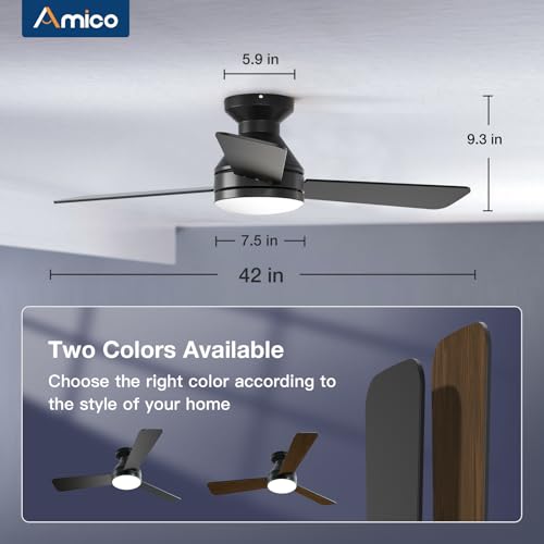 Amico 42-Inch Low Profile Ceiling Fan with Lights