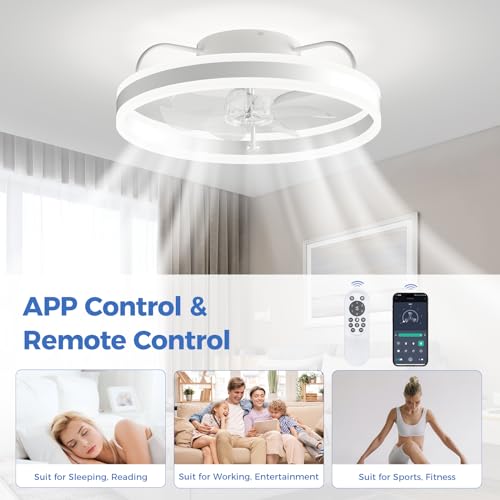 20" Bladeless Ceiling Fan with Lights and Remote