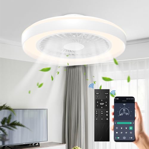 19-Inch Modern Dimmable Flush Mount Ceiling Fan