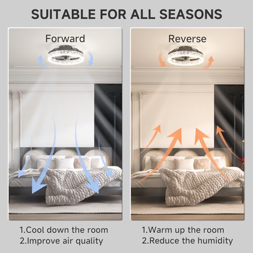 Black Bladeless Ceiling Fan with Light and Remote