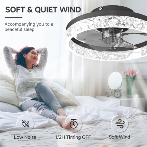 Black Bladeless Ceiling Fan with Light and Remote