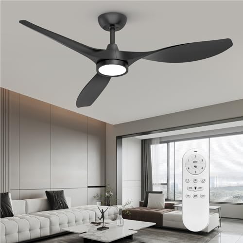 Roomratv 52-Inch Black Ceiling Fan with Lights