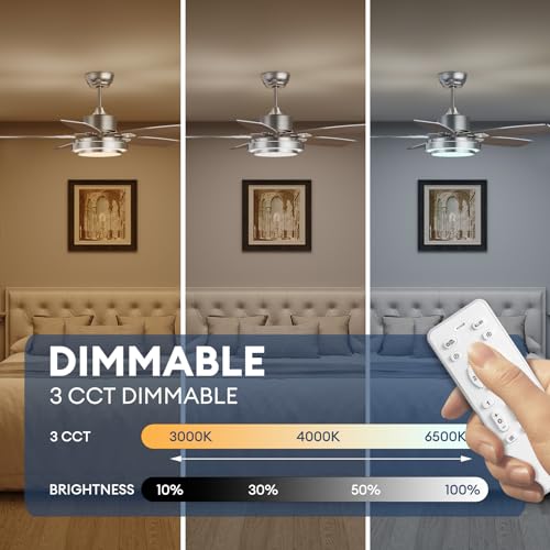 42 Inch Modern Silver Ceiling Fan with Remote