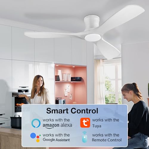 52in Smart Low Profile Ceiling Fan with Lights