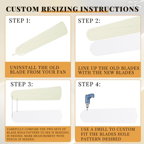 20" Waterproof Ceiling Fan Replacement Blades - 10 Pcs