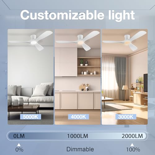 52in Smart Low Profile Ceiling Fan with Lights