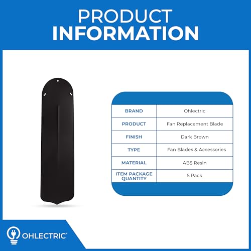 20-Inch Dark Brown Replacement Blades for Ceiling Fans