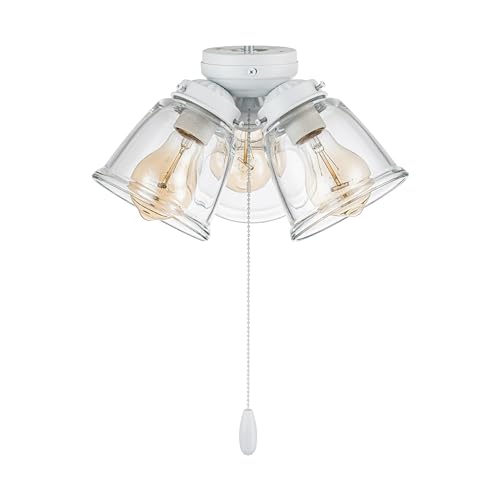 Matte White Ceiling Fan Light Kit with Pull Chain