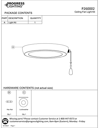 Progress Lighting AirPro LED Ceiling Fan Light Kit
