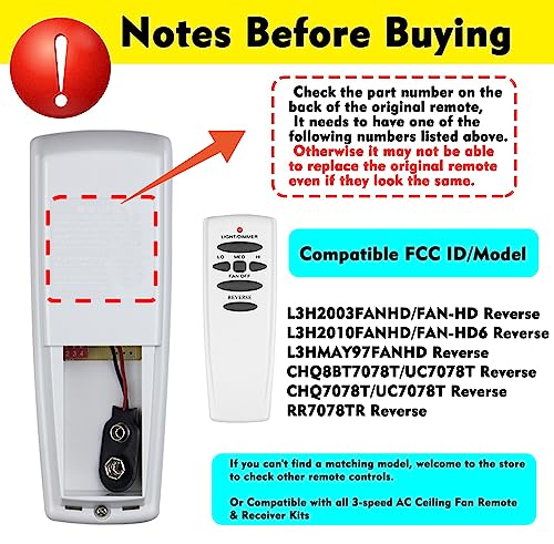 Replacement Remote for Hampton Bay Ceiling Fans