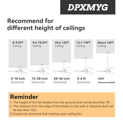 36" Black Ceiling Fan Downrod with Extension Cord