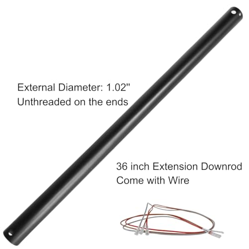 Steerg 36-Inch Black Ceiling Fan Downrod with Wire