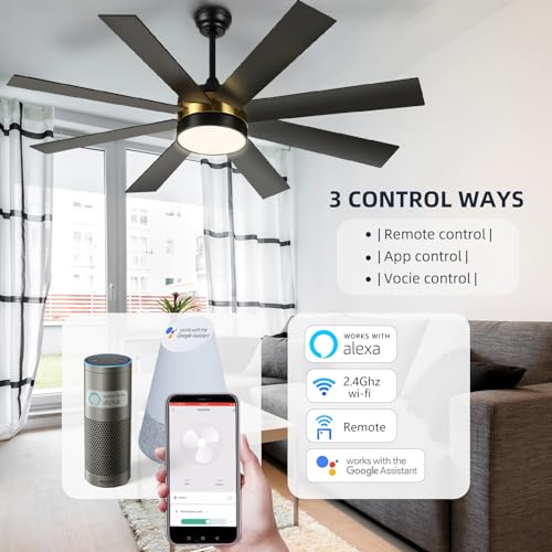 YITAHOME 60” Black Gold Smart Ceiling Fan