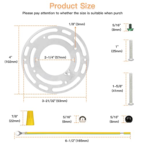 Helunsi 4" Ceiling Fan Light Fixture Bracket Set