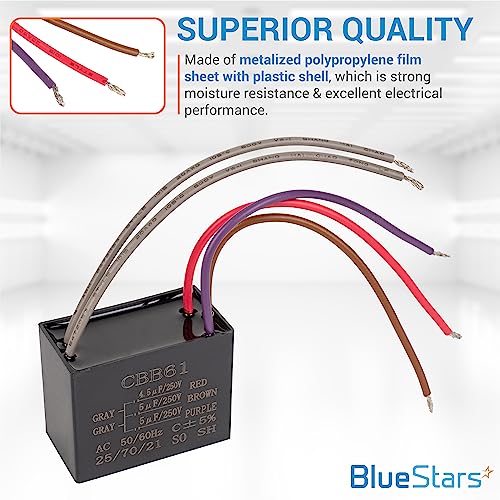 BlueStars 250V Ceiling Fan Capacitor Replacement - Pack of 1