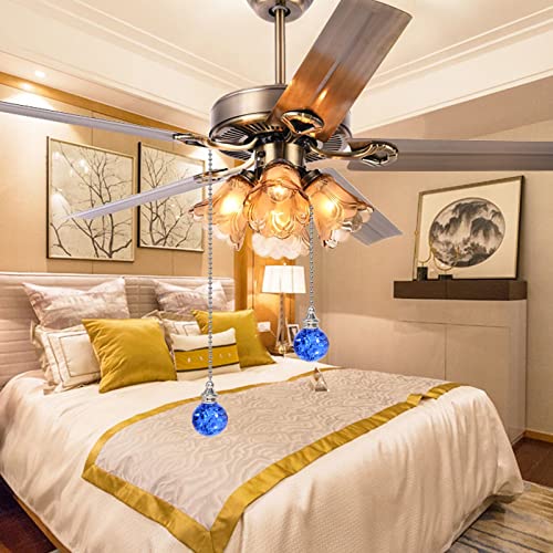 Set of 2 Blue Crystal Pull Chains for Ceiling Fans