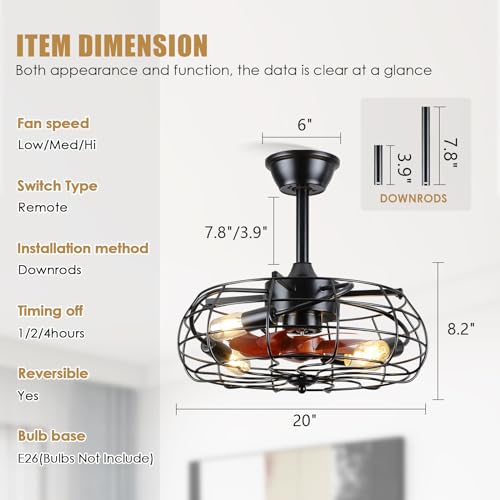 Asyko Black Caged Ceiling Fan with Remote