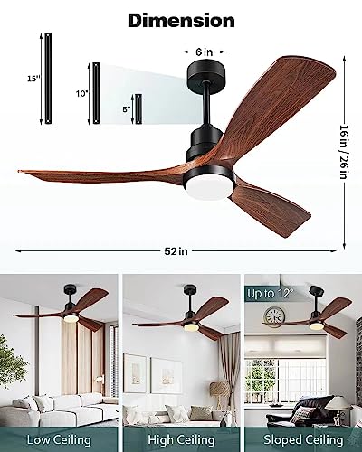 Forrovenco 52 Inch Outdoor Ceiling Fan with Light