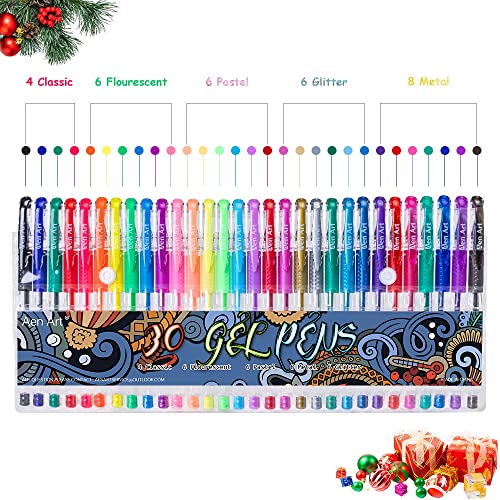 30-Color Gel Pens Set for Adult Coloring