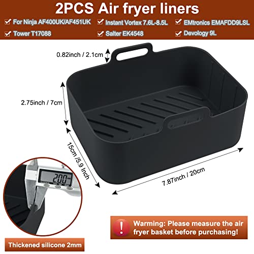 2PCS Silicone Liner for Ninja Foodi Dual 10.4L Air Fryer