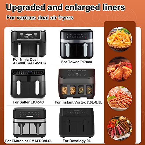 2PCS Silicone Liner for Ninja Foodi Dual 10.4L Air Fryer