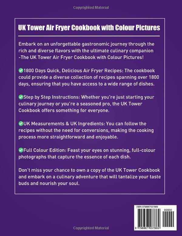 Tower Air Fryer Cookbook: 1800 Days Quick & Delicious UK Recipes