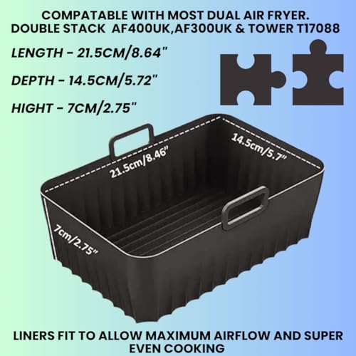 Reusable Silicone Liner 2-Pack for Ninja Dual Air Fryer