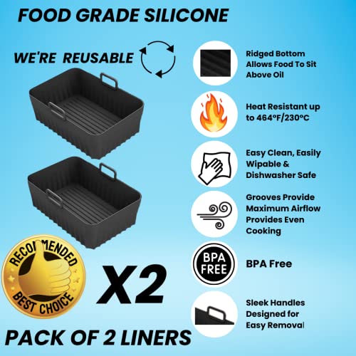 Reusable Silicone Liner 2-Pack for Ninja Dual Air Fryer