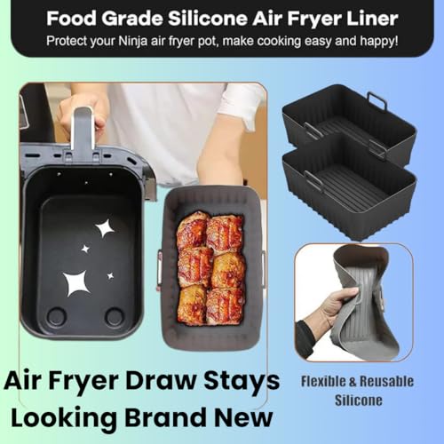 Reusable Silicone Liner 2-Pack for Ninja Dual Air Fryer