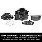 Ninja Foodi Mini Multi-Cooker, 4.7L, Gray/Black