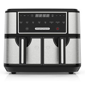 EUARY 9L Dual Basket Air Fryer Oven, 8-in-1 Compact