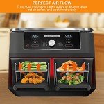 2 Pcs Air Fryer Rack, 304 Stainless Steel Double Layer Rack Kitchen Air Fryer Accessories, with 4 Skewers and Brush Air Fryer Rack Suitable for Double Basket Air Fryer, Roasting Oven, Microwave