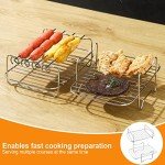 2 Pcs Air Fryer Rack, 304 Stainless Steel Double Layer Rack Kitchen Air Fryer Accessories, with 4 Skewers and Brush Air Fryer Rack Suitable for Double Basket Air Fryer, Roasting Oven, Microwave