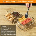 2 Pcs Air Fryer Rack, 304 Stainless Steel Double Layer Rack Kitchen Air Fryer Accessories, with 4 Skewers and Brush Air Fryer Rack Suitable for Double Basket Air Fryer, Roasting Oven, Microwave
