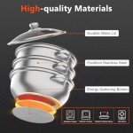 Chynalys Large Stainless Steel 3-Tier Steamer Pot