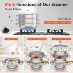 Chynalys Large Stainless Steel 3-Tier Steamer Pot