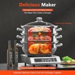 Chynalys Large Stainless Steel 3-Tier Steamer Pot
