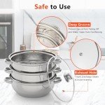 Chynalys Large Stainless Steel 3-Tier Steamer Pot
