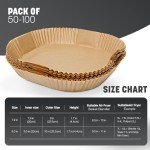 Keplin Air Fryer Parchment Paper Liners - 100 Pack