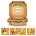 Disposable Air Fryer Liners - 100Pack, 20cm Square