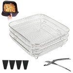 3-Layer Air Fryer Rack with Feet and Clips