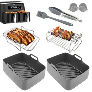 Upgraded Silicone Air Fryer Liner - 8 pcs, Grey