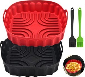 Silicone Air Fryer Liners with Basting Brush, 4 Pack