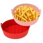 OUTXE 2-Pack Silicone Air Fryer Liners - Pink & Red