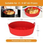 OUTXE 2-Pack Silicone Air Fryer Liners - Pink & Red